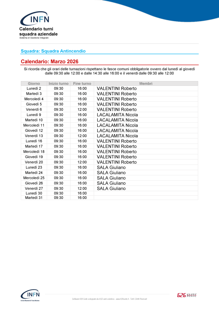Calendario Squadra Antincendio 03 2026