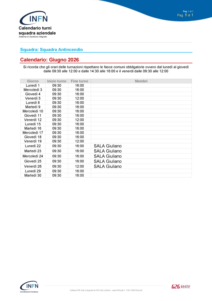 Calendario Squadra Antincendio 06 2026